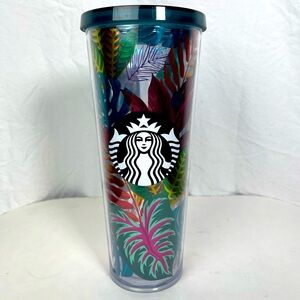 Starbucks Metallic Palm Leaves Tropical 24oz Acrylic Tumbler Cold Cup